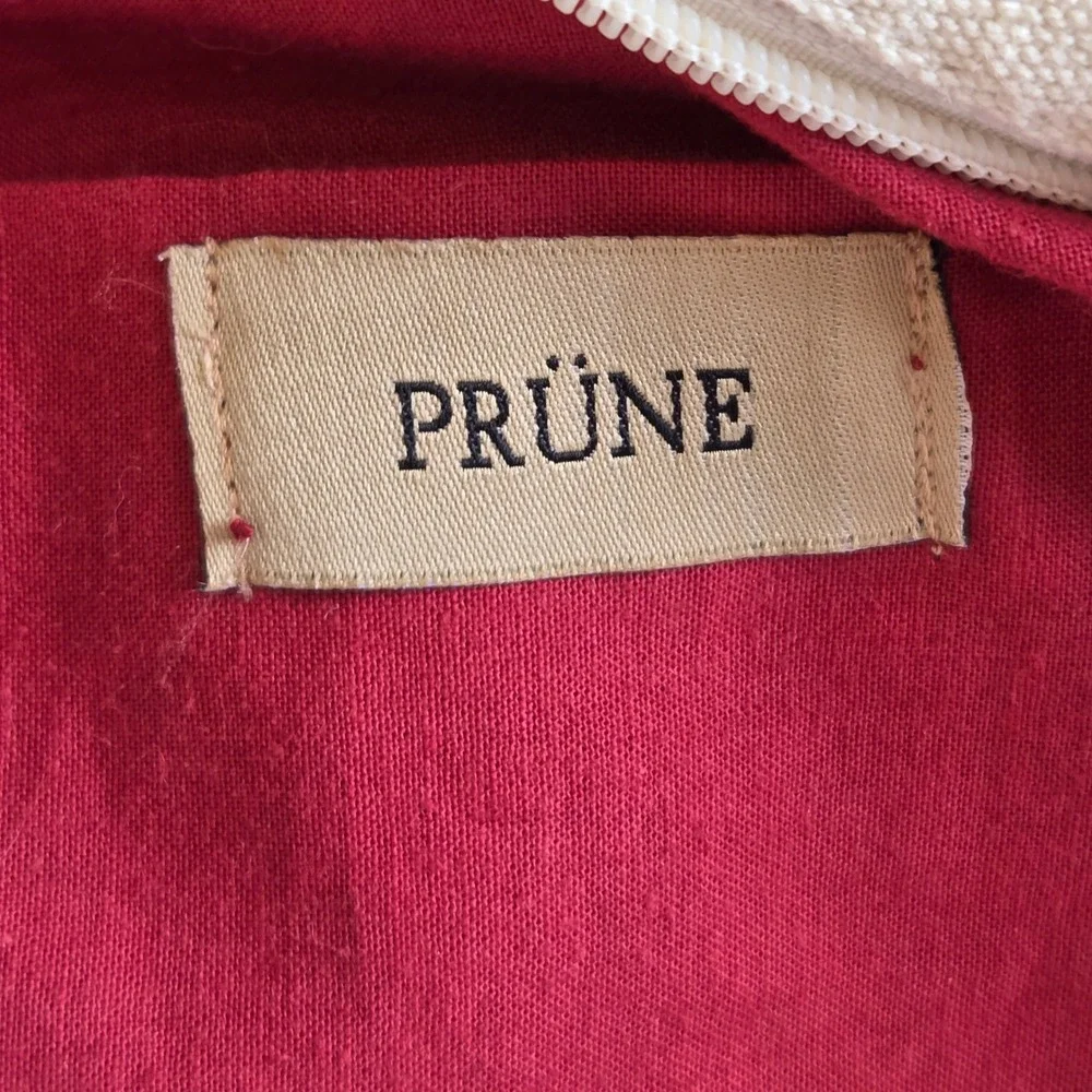 Prüne Woven Southwestern Geometric Tote Bag Cream Red Leather Straps Large